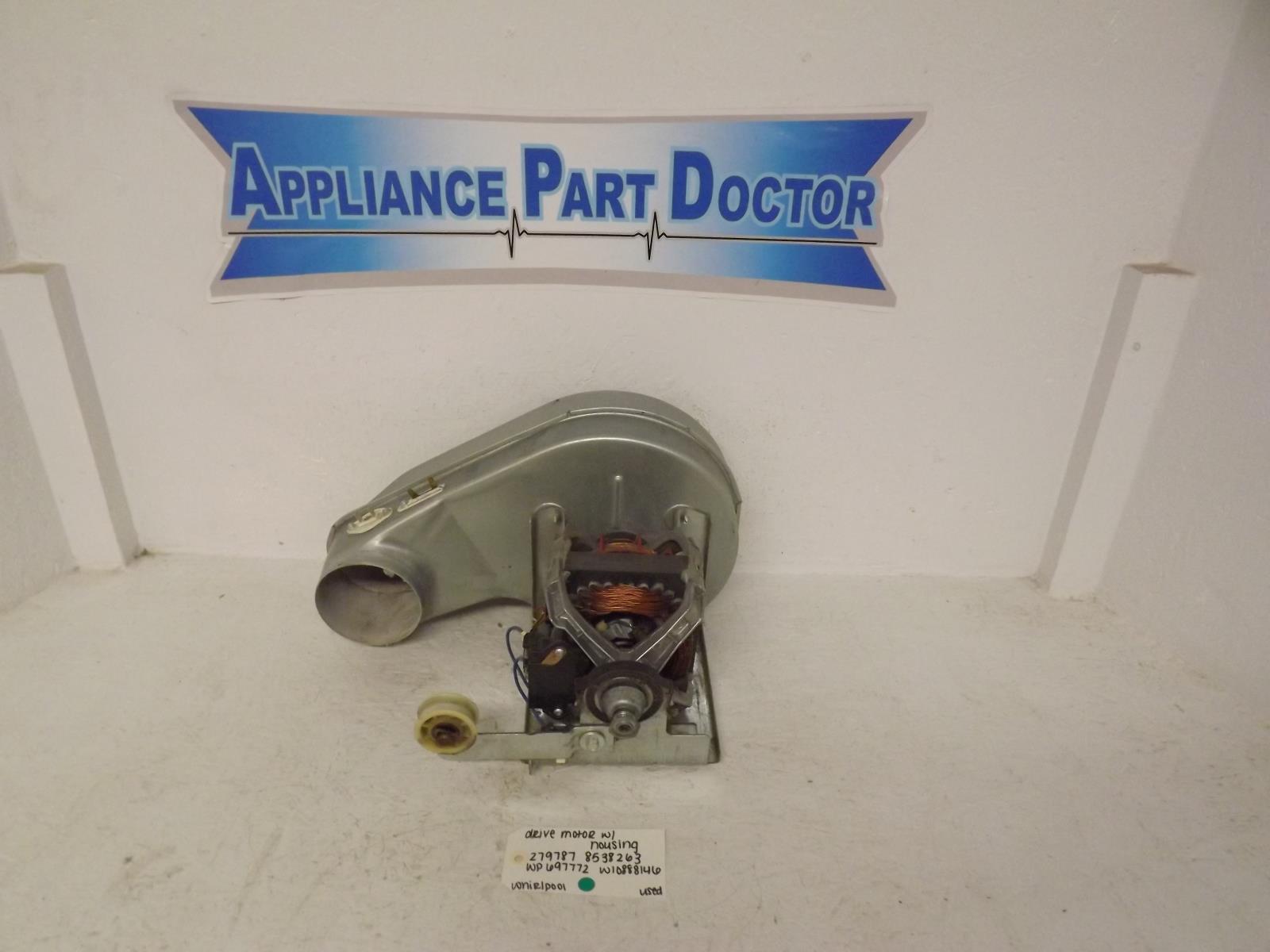 Whirlpool Dryer 279787 8538263 WP697772 W10888146 Drive Motor W/ Housing Used Whirlpool Dryer 279787 8538263 WP697772 W10888146 Drive Motor W/ Housing Used